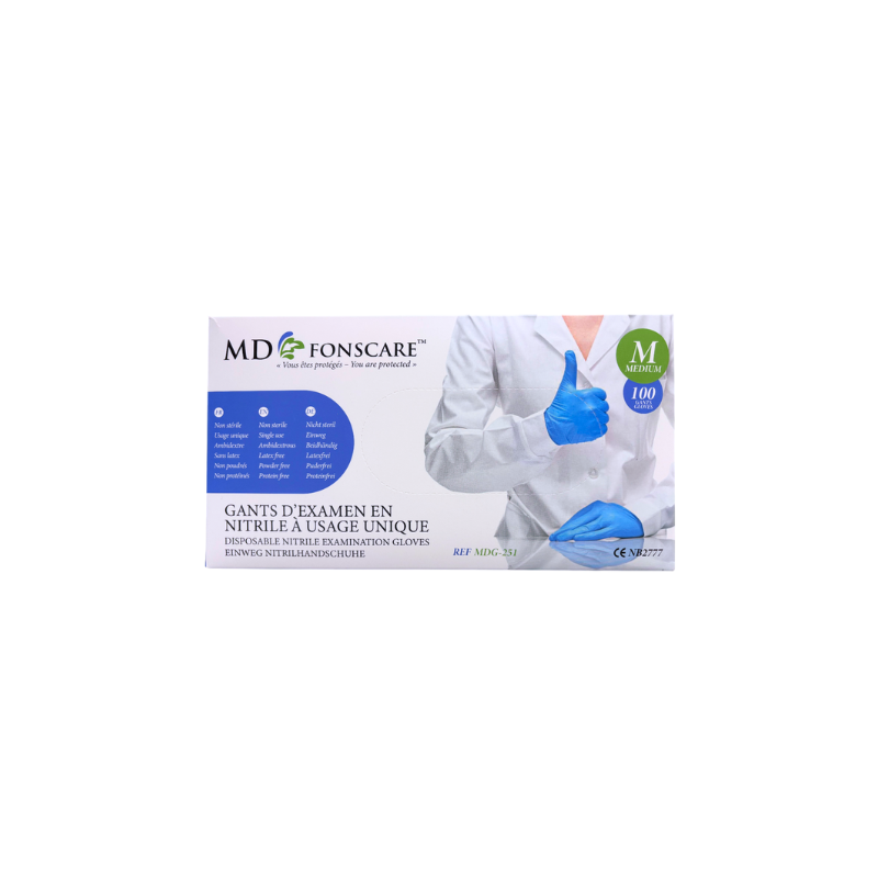 Gants d’examen nitrile non poudrés – MD FONSCARE