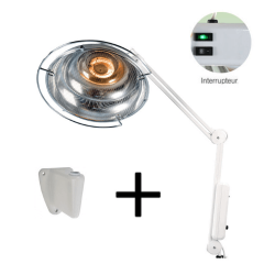 Lampe infrarouge 250 W Support mural, bras articulé, interrupteur