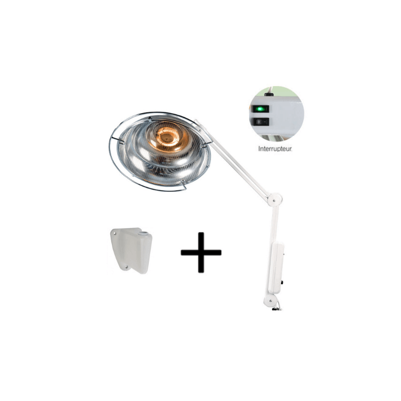 Lampe infrarouge 250 W Support mural, bras articulé, interrupteur